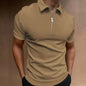 Summer Men's Solid Color Polo Shirt Zipper
