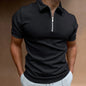 Summer Men's Solid Color Polo Shirt Zipper
