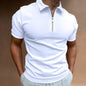 Summer Men's Solid Color Polo Shirt Zipper