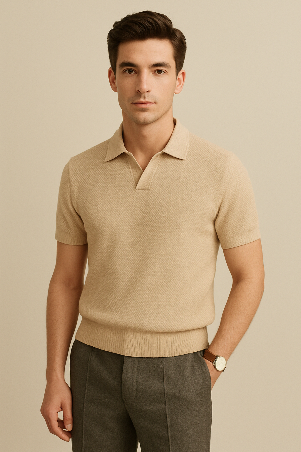 Men's Plus Size Collared Neck Short Sleeve Polo